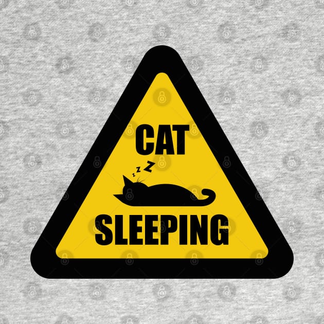 Black Cat Sleeping Sign Text by Adrian's Outline